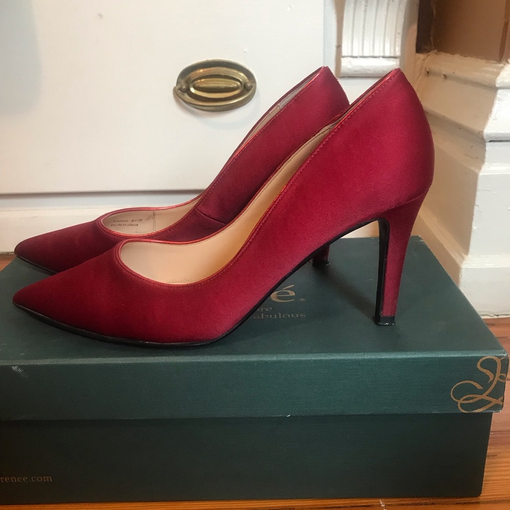 J Renee red pointed-toe 3 inch stiletto heel